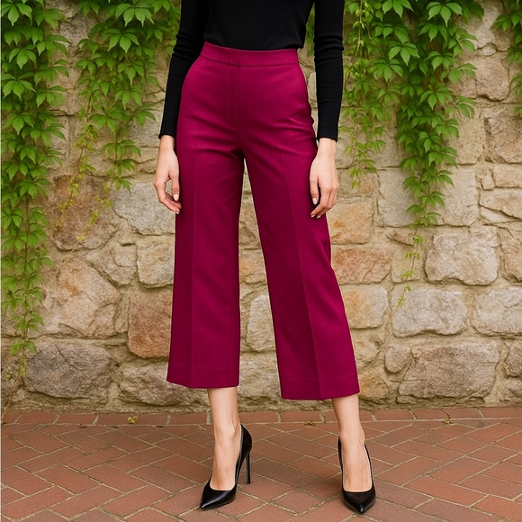 OPENING CEREMONY Fuchsia Flat Front Wide Leg Pants 4
